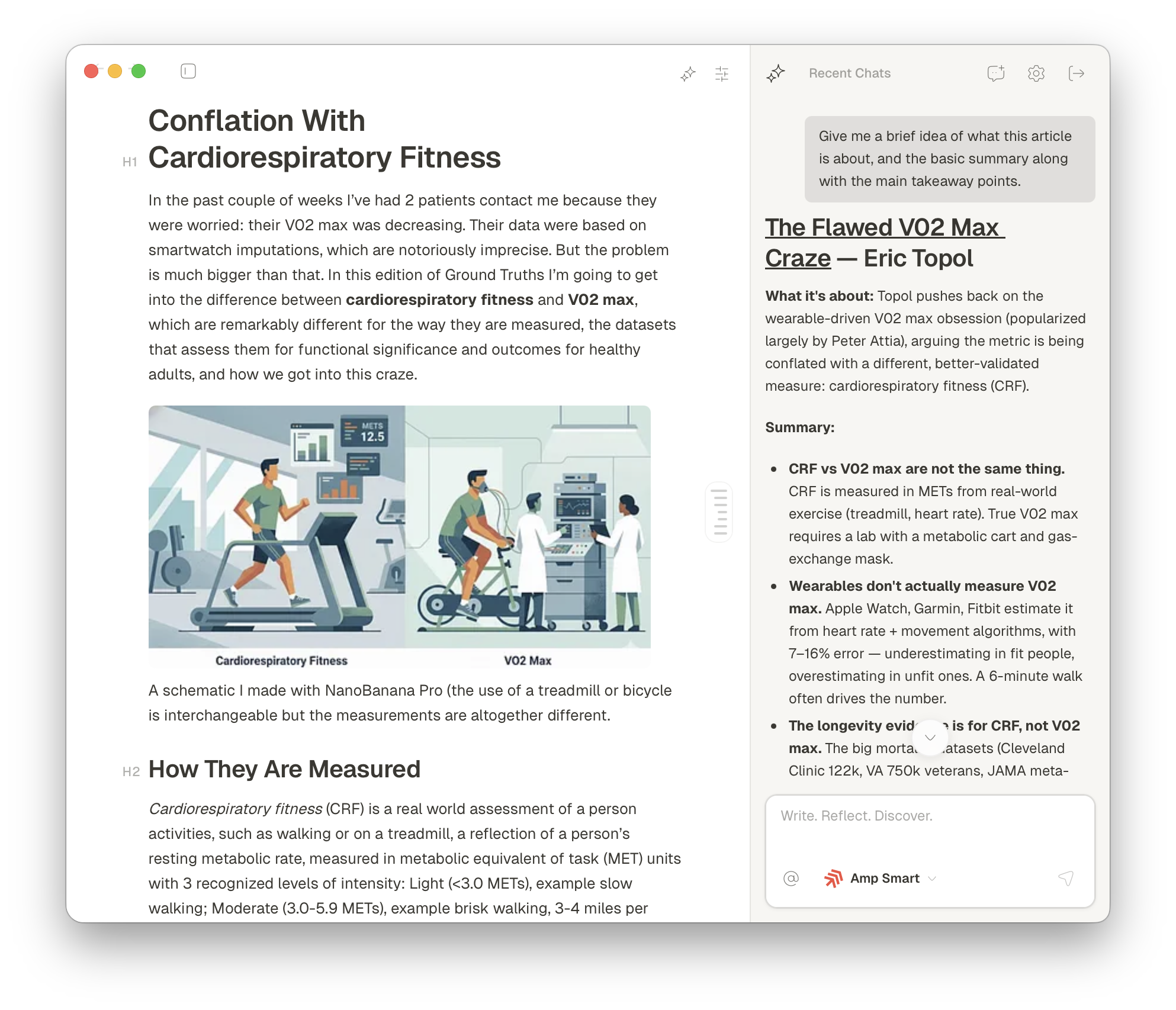 Glyph AI side-panel summarizing an article